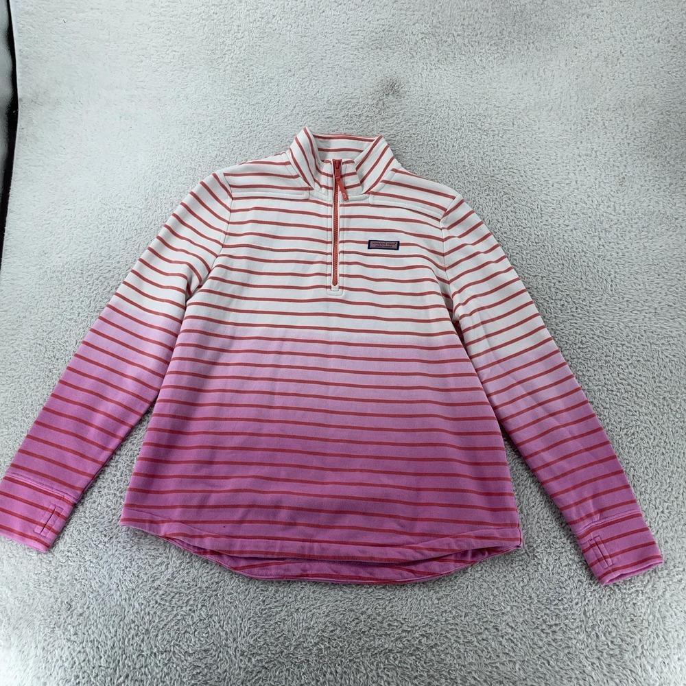 Vineyard Vines Pullover Womens Large Pink Striped Shep Shirt‎ Quarter Zip Ombre
